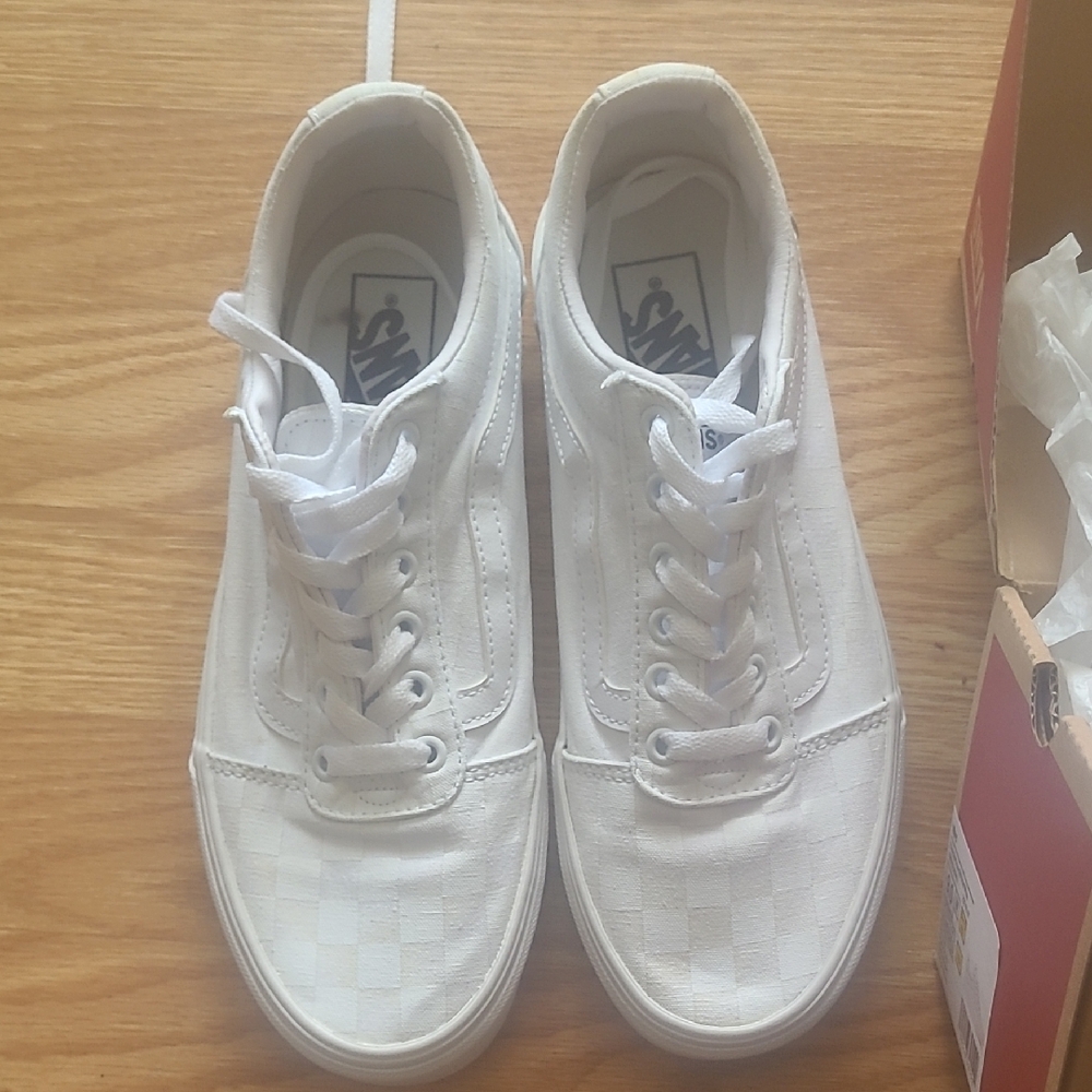 Vans Women's White Checkered Sneakers